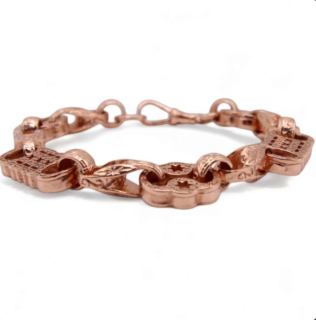 9ct Rose Gold Stars Bars Tulip Bracelet