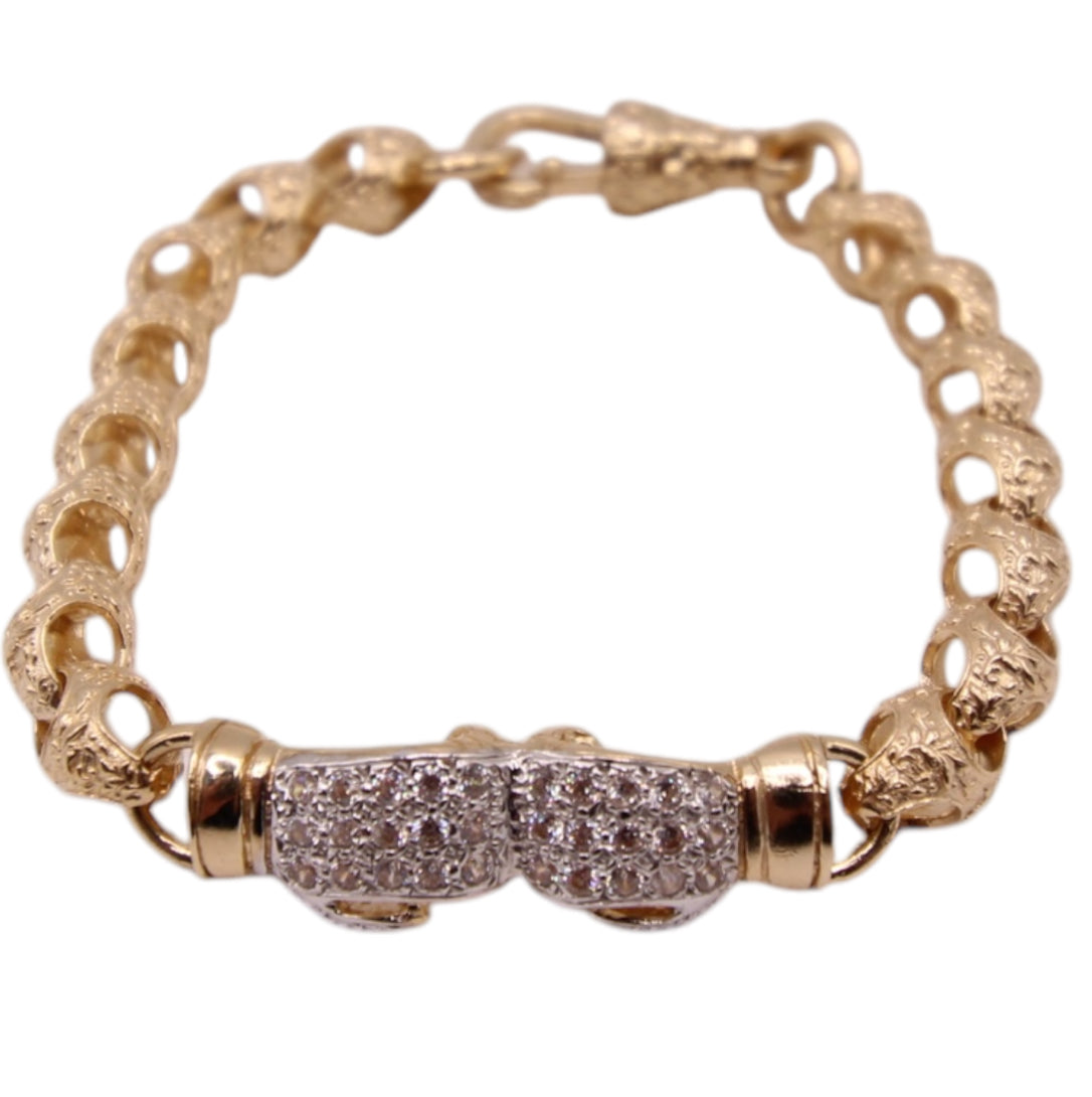9ct Yellow Gold CZ Boxing Glove Acorn Bracelet