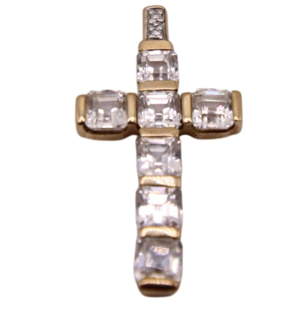 9ct Yellow Gold CZ Cross Pendant