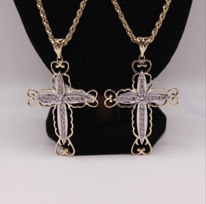 9ct Gold Rope Chain and Cross Sets