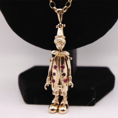 9ct Gold Belcher Chain & Clown Pendant Set