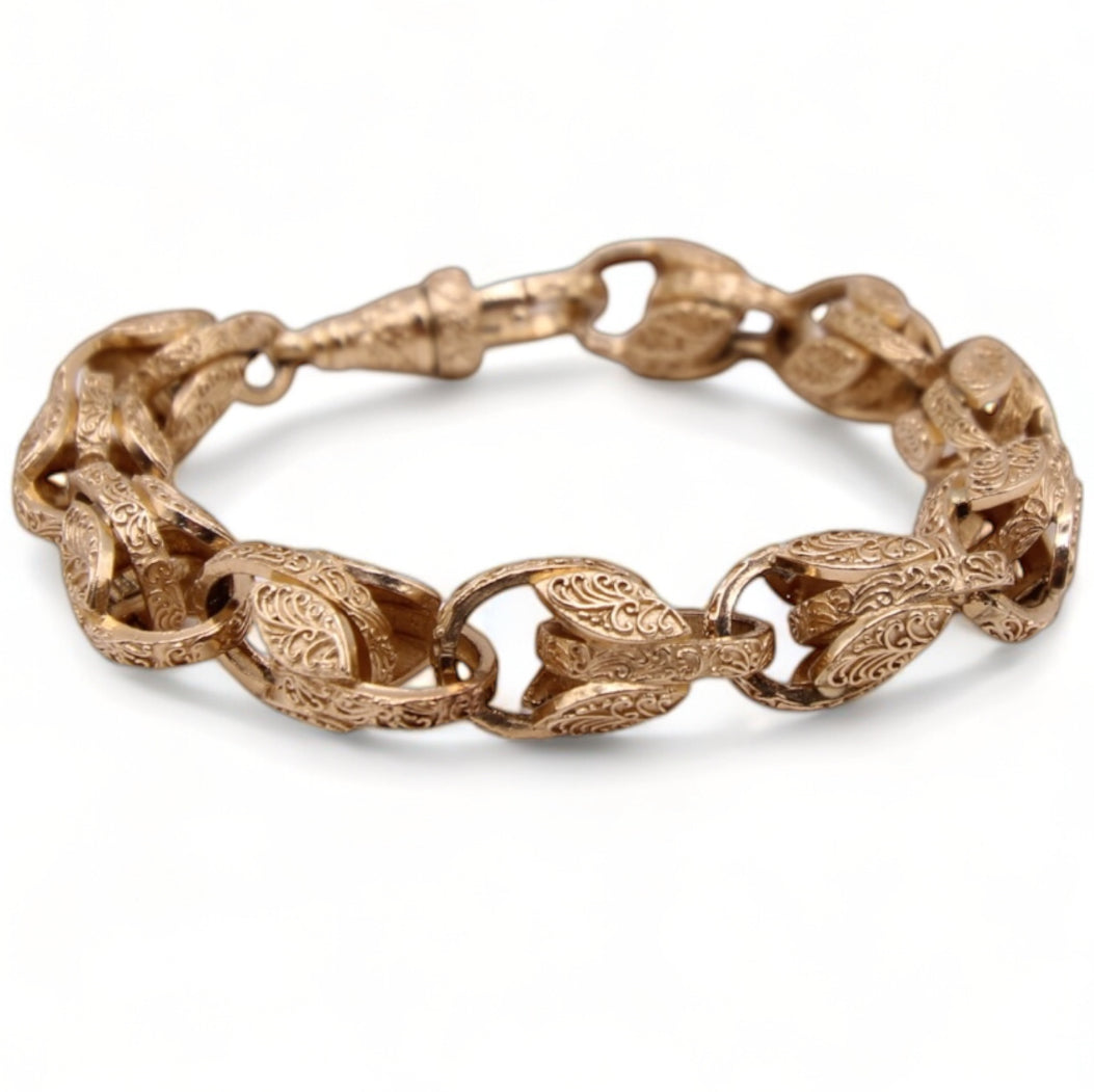 9ct Yellow Gold Patterned Tulip Bracelet