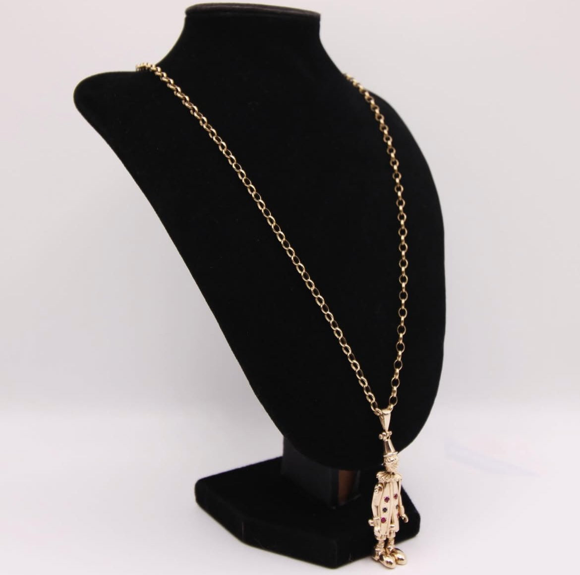 9ct Gold Belcher Chain & Clown Pendant Set