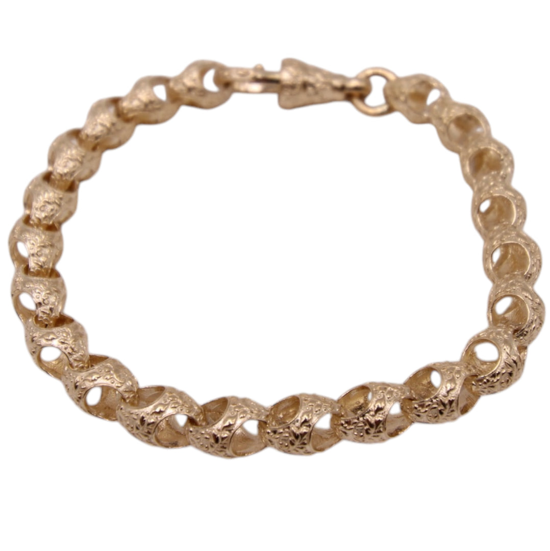 9ct Yellow Gold Patterned Acorn Bracelet