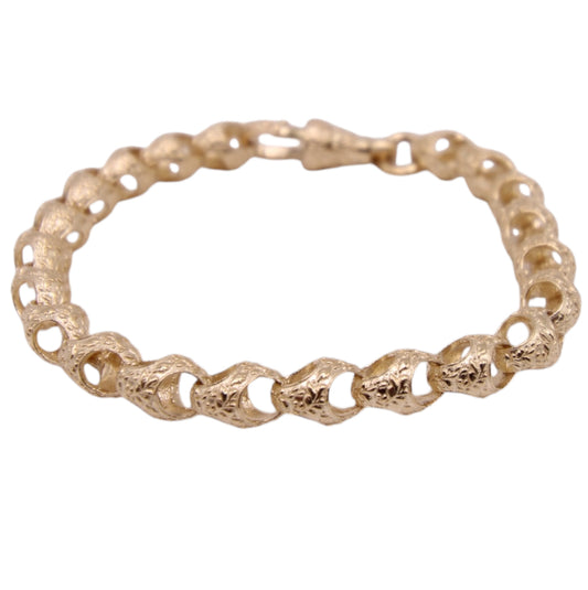 9ct Yellow Gold Patterned Acorn Bracelet