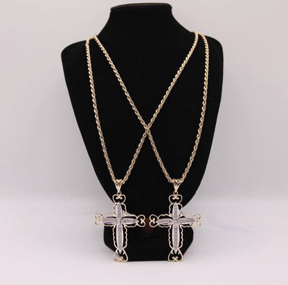 9ct Gold Rope Chain and Cross Sets