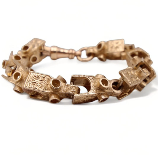9ct Yellow Gold Patterned Lego Bracelet